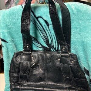 Black Leather Women's Shoulder Bag - Classic Everyday Tote